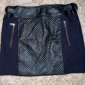 Armani Exchange Black Leather Moto Mini Skirt